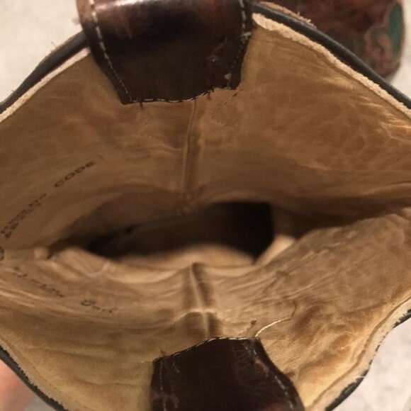 Corral Boots Womens Size 7 Brown Leather Western Fleur de Lis Inlay Snip Toe - Picture 10 of 12